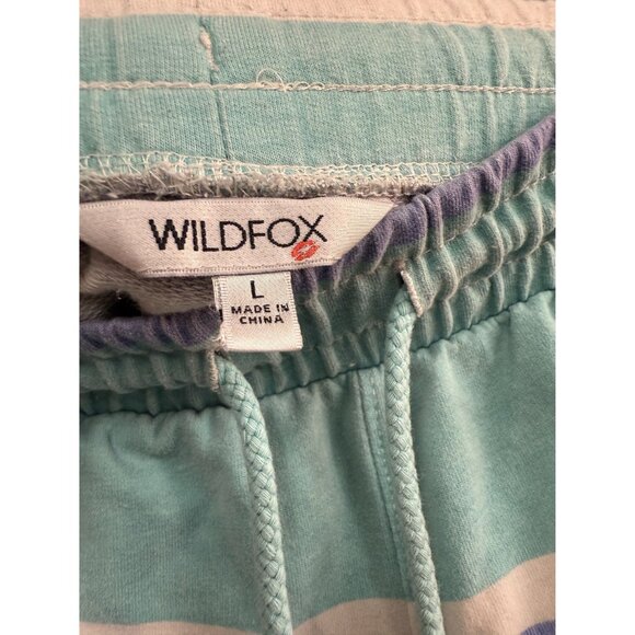 Wildfox Striped Lounge Shorts With Pockets Size L Mint Green & Lavender - Picture 2 of 6
